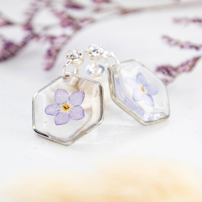 Allie and Posie Zora Hexagon Forget-Me-Not Earrings
