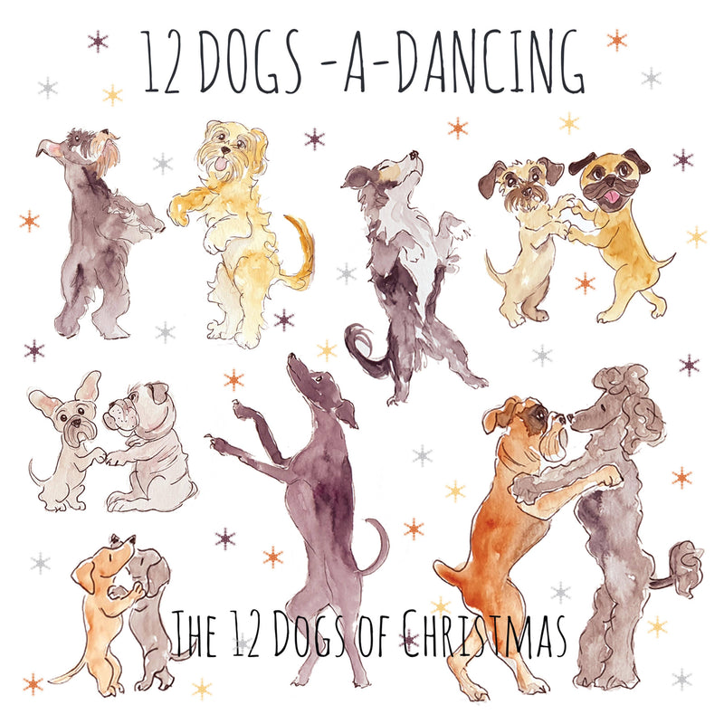 12 Dogs-A-Dancing Christmas Card