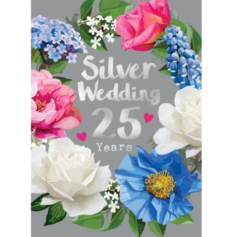 "Silver Wedding 25 Years" Floral Greeting Card