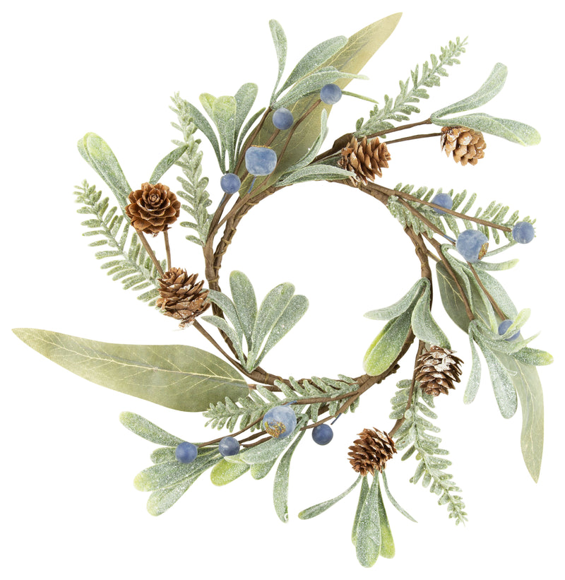 Candle Ring with Juniper Berries and Pine Cones