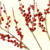 Long Gold Glitter Branches with Red Berries
