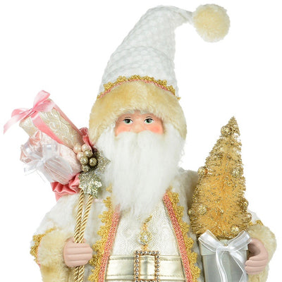 Gold Standing Santa with Tree and Gift Bag | Putti Christmas Canada