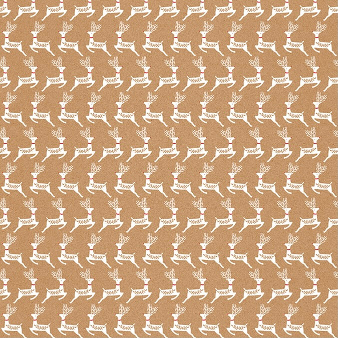 The Art File Reindeer on Kraft Christmas Wrapping Paper Roll