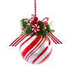 Peppermint Ball with Greenery Ornament