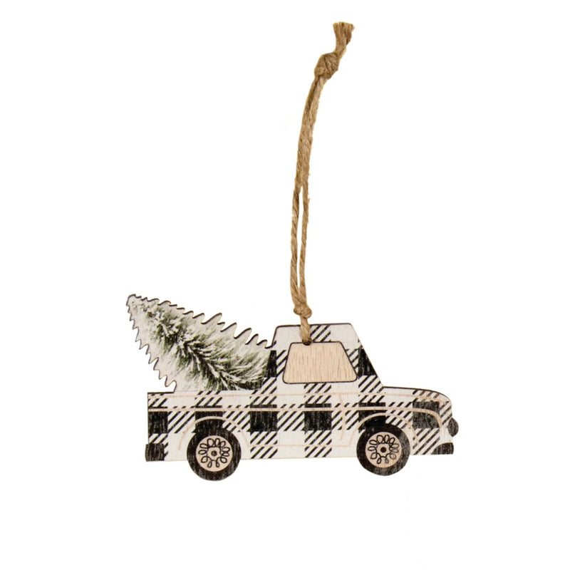 Black and White Buffalo Check Car and Truck Ornament