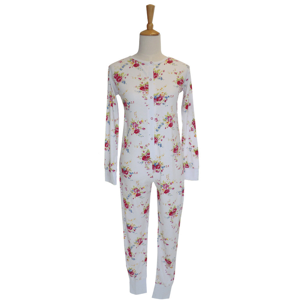 Mixed Floral Ladies Onesie - Small Sleepware - Powell Craft Uk - Putti Fine Furnishings Toronto Canada - 1