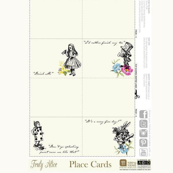 Alice in Wonderland - Free Downloadable PDF Placecards - Putti Fine Furnishings alice-in-wonderland-free-downloadable-pdf-placecards-putti-fine-furnishings