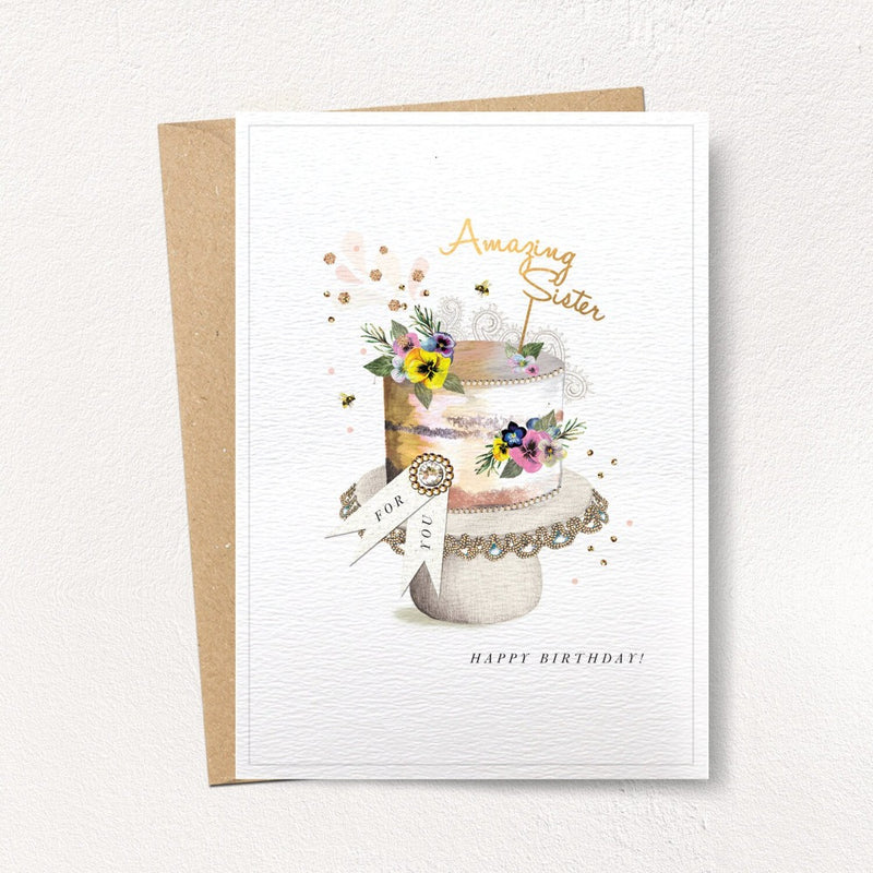 "Amazing Sister" Birthday Cake Greeting Card | Putti Celebrations 