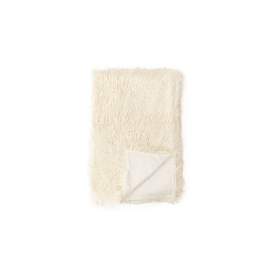 Fuzzy Faux Fur Throw - Ivory