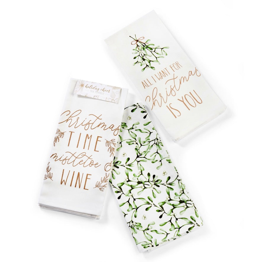 "All I want for Christmas is you" Mistletoe Tea Towel