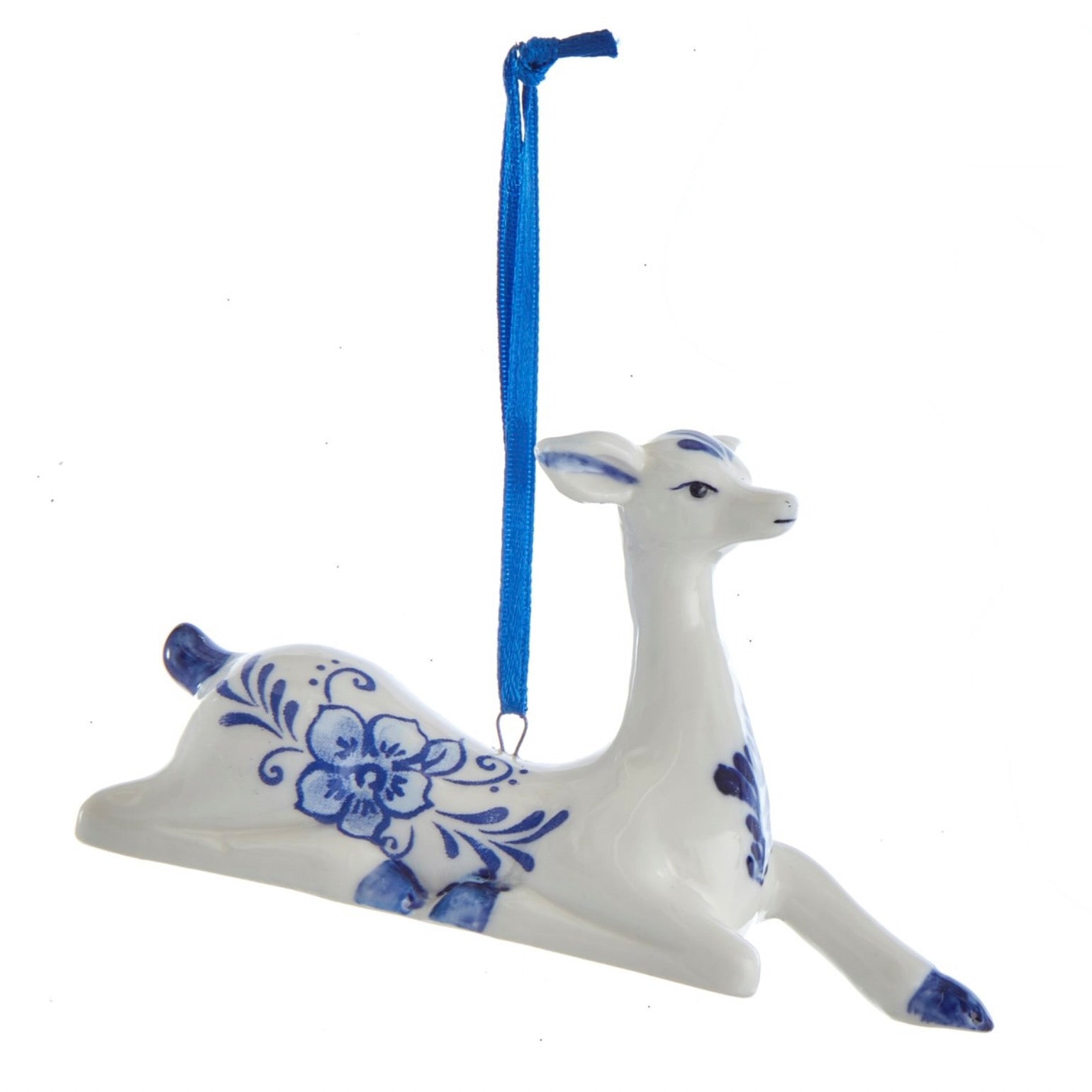 Kurt Adler Delft Blue Deer Porcelain Ornament