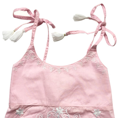 Palma Pink Embroidered Top with Tassel Straps, PC-Powell Craft Uk, Putti Fine Furnishings