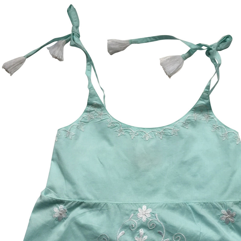  Palma Green Embroidered Top with Tassel Straps, PC-Powell Craft Uk, Putti Fine Furnishings