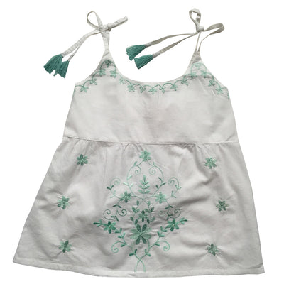 Palma White Embroidered Top with Tassel Straps, PC-Powell Craft Uk, Putti Fine Furnishings