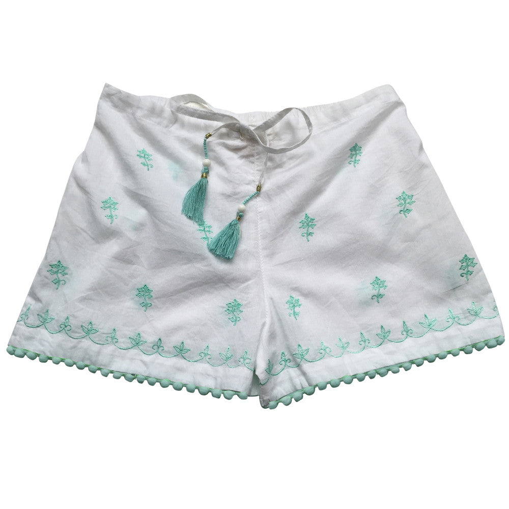  Cadiz White Embroidered Shorts, PC-Powell Craft Uk, Putti Fine Furnishings