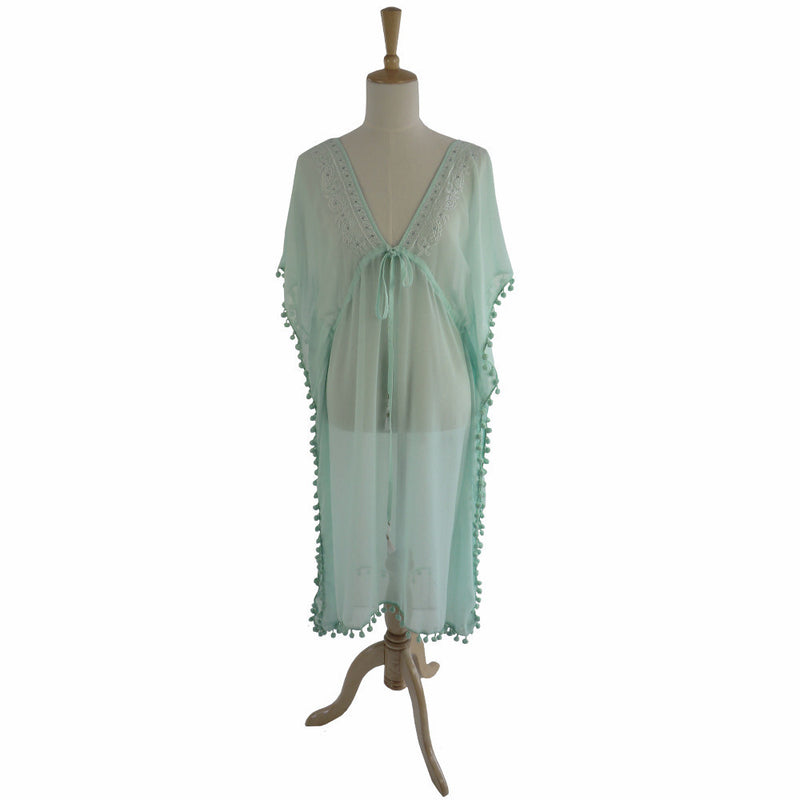  St Tropez Chiffon Pom Pom Coverup - Mint Green, PC-Powell Craft Uk, Putti Fine Furnishings