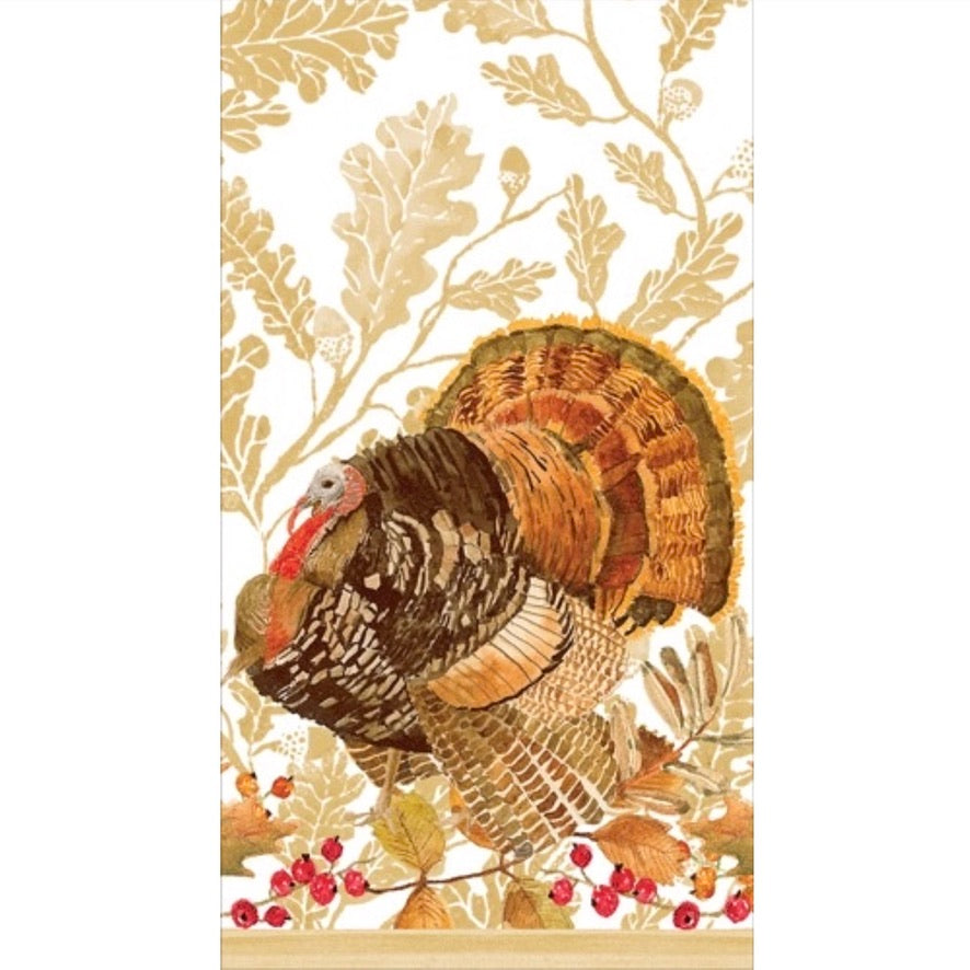 Caspari Woodland Turkey Paper Napkin - Guest | Putti Fine Furnishings Canada 