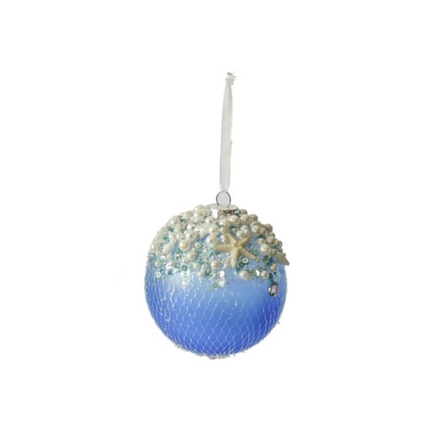 Blue Sea Net Glass Ornament