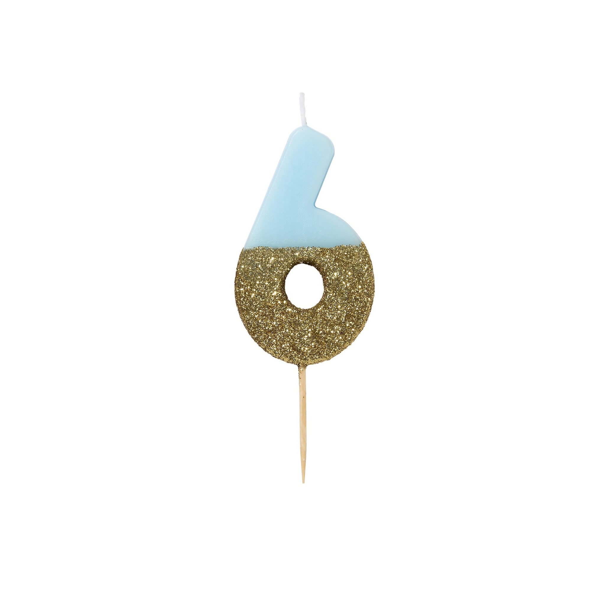 "We Heart Blue" Glitter Number Candle - Six - Le Petite Putti Canada