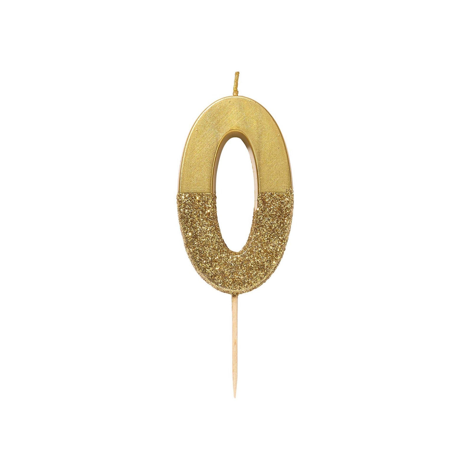 "We Heart Birthdays" Gold Glitter Number Candle - Zero | Le Petite Putti Canada