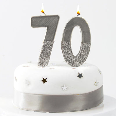 Silver Glitter Number Candle - Zero | Putti Celebrations Canada