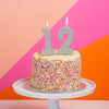 Silver Glitter Number Candle - Two