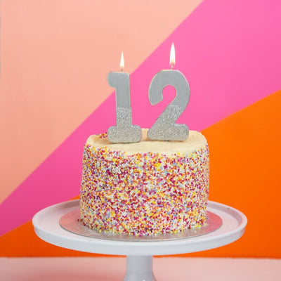 Silver Glitter Number Candle - Two