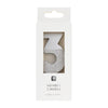 Silver Glitter Number Candle - Three