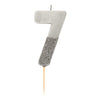 Silver Glitter Number Candle - Seven