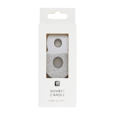 Silver Glitter Number Candle - Eight | Putti Celebrations Canada