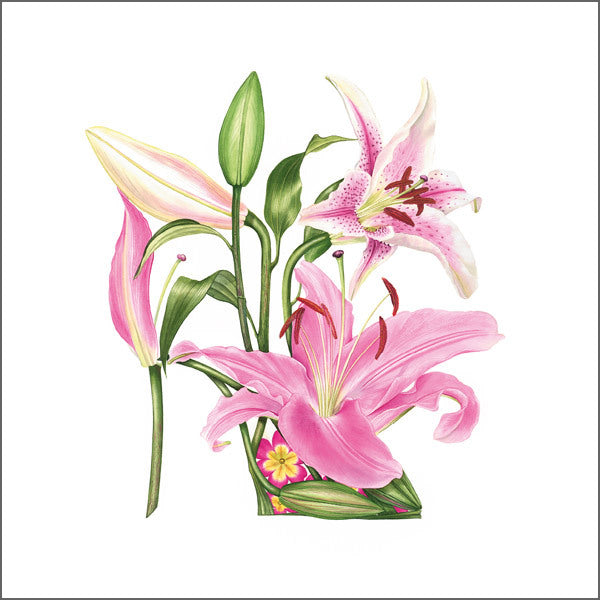 "Pink Lilies Shoe" Greeting Card