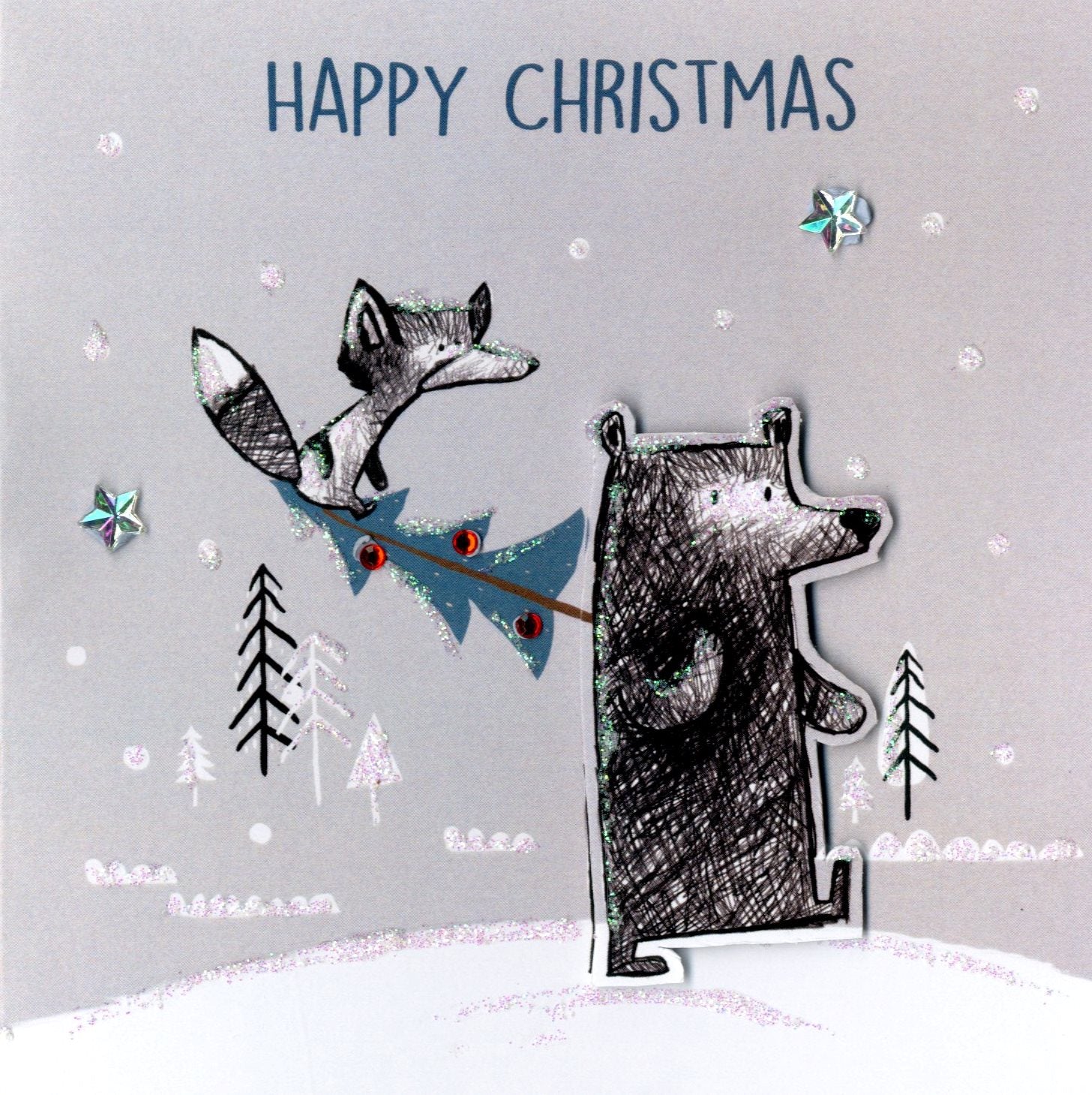 "Merry Christmas" Bear and Fox Boxed Christmas Greeting Cards  | Putti Christmas