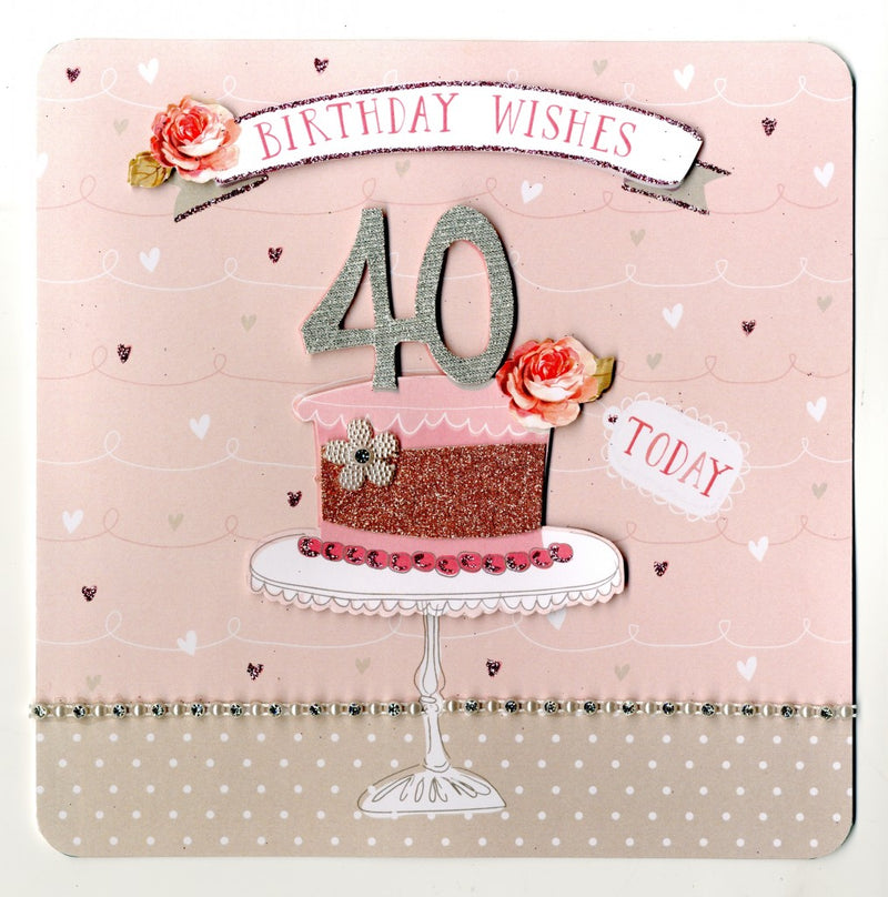 "Birthday Wishes 40 Today" Greeting Card, ID-Incognito Distribution, Putti Fine Furnishings