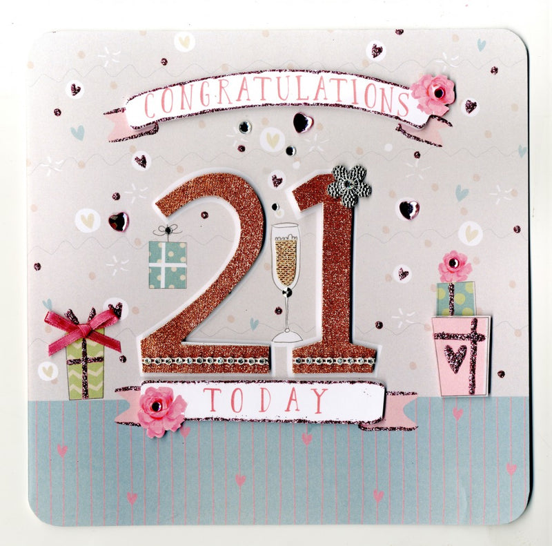  "Congratulations 21 Today" Greeting Card, ID-Incognito Distribution, Putti Fine Furnishings