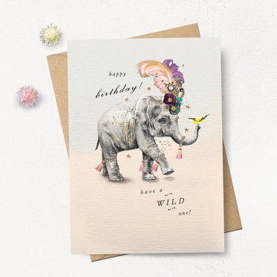 "Wild Birthday" Baby Elephant Greeting Card