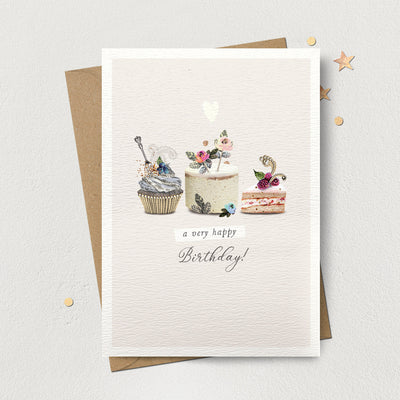"Happy Birthday" Three Cakes Greeting Card  | Putti Celebrations