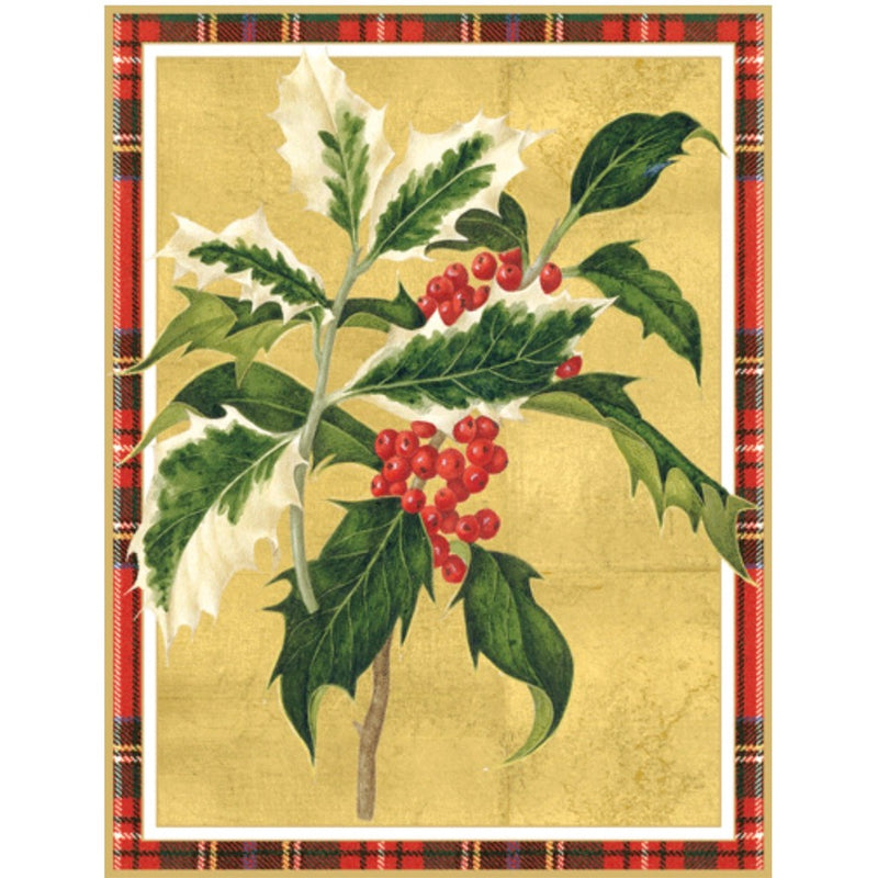 Holly with Tartan Boxed Christmas Cards | Putti Christmas Canada 