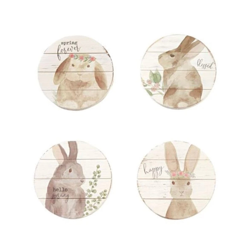 Wood Bunny Coasters - set of 4 | Putti Easter 