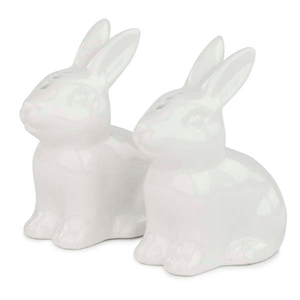 White Ceramic Bunny Salt and Pepper