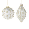 Pearl Embellished Ivory Glass Double Point Ornament