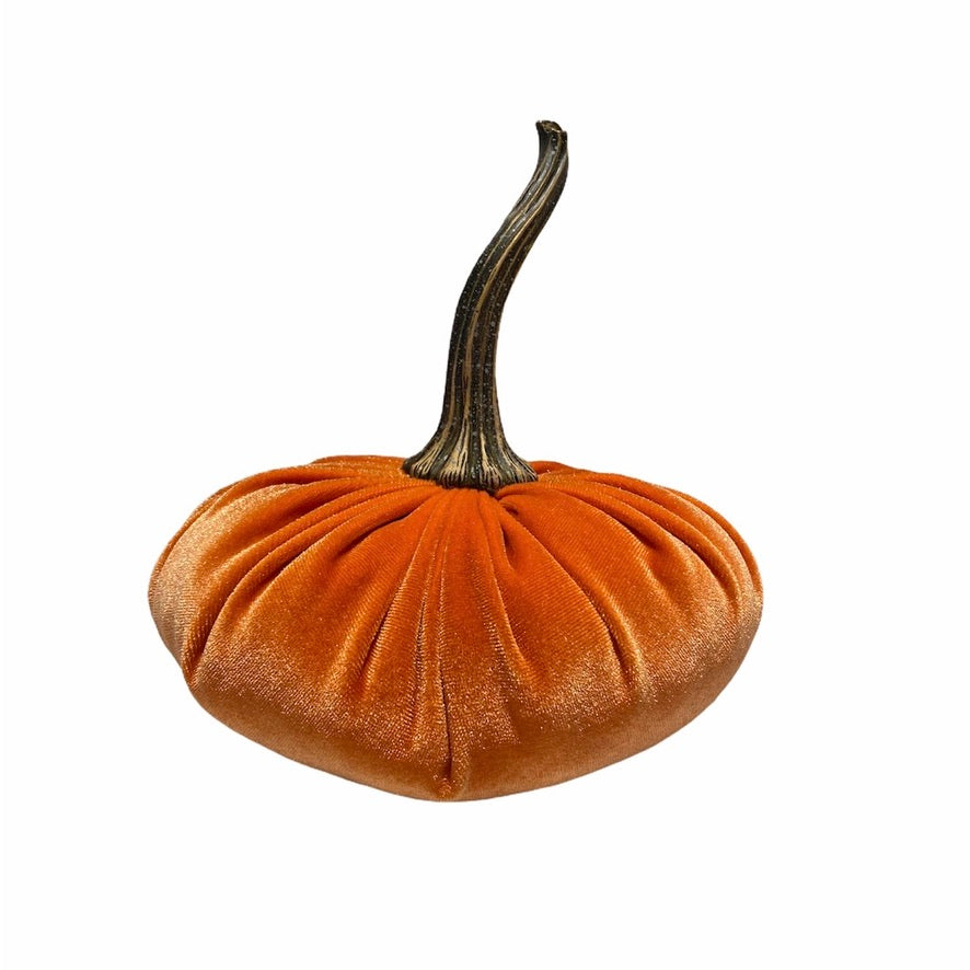 Large Velvet Pumpkin - Tangerine | Putti Fine Furnishings Canada 