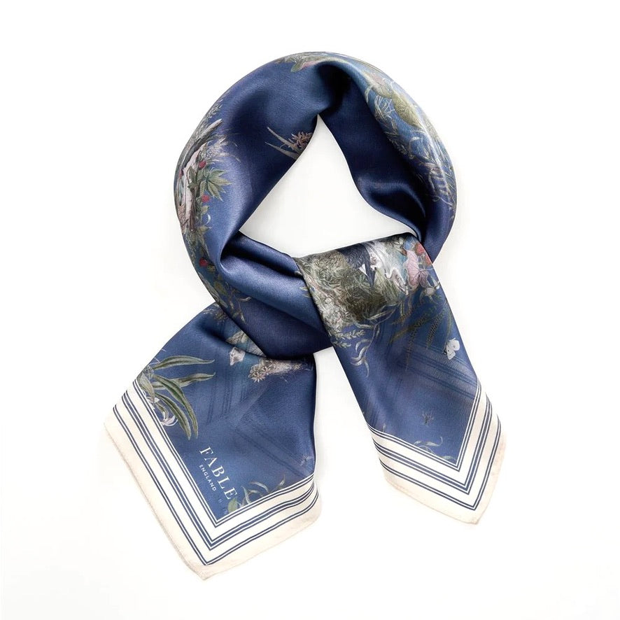 Fable England - Whispering Willows Navy Square Scarf | Putti Fine Fashions 