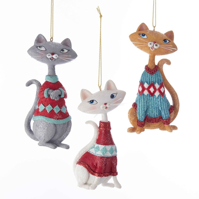 Kurt Adler Retro Style Cat Ornament - Putti Christmas Canada