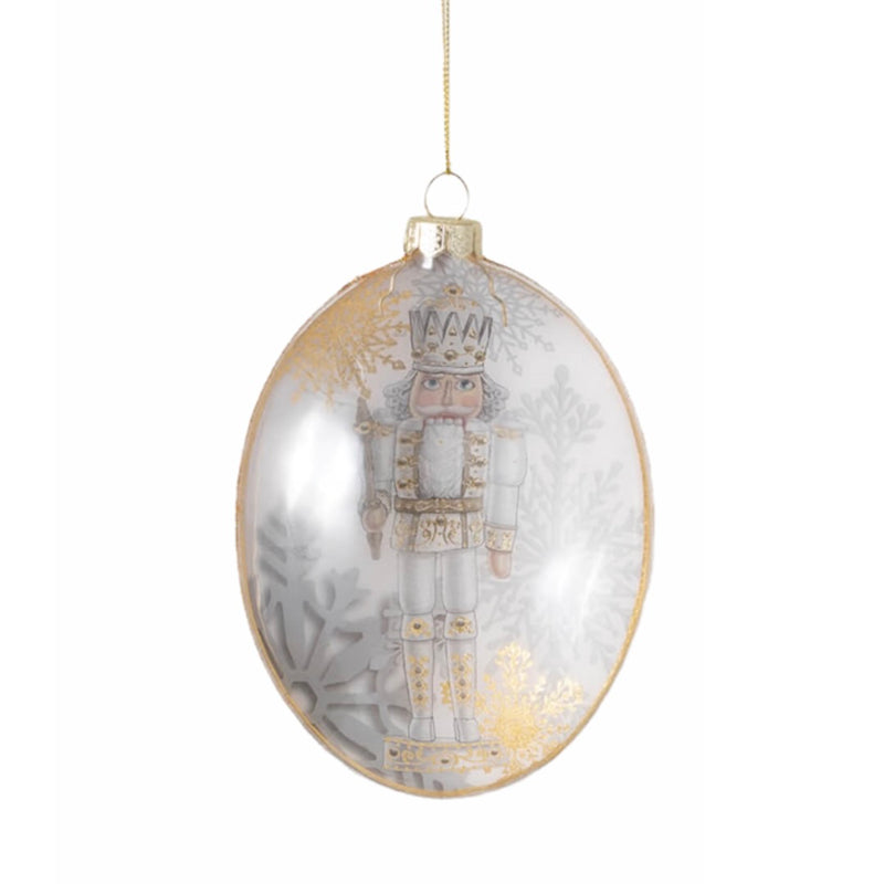 Sullivans Ivory Nutcracker Oval Glass Ornament | Putti Christmas 