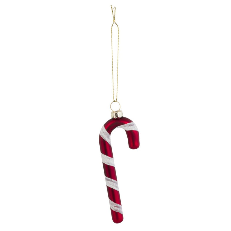Red and White Candy Cane Glass Ornament | Putti Christmas Decorations 