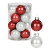 Red and White mini Ball Ornaments - Set of 12