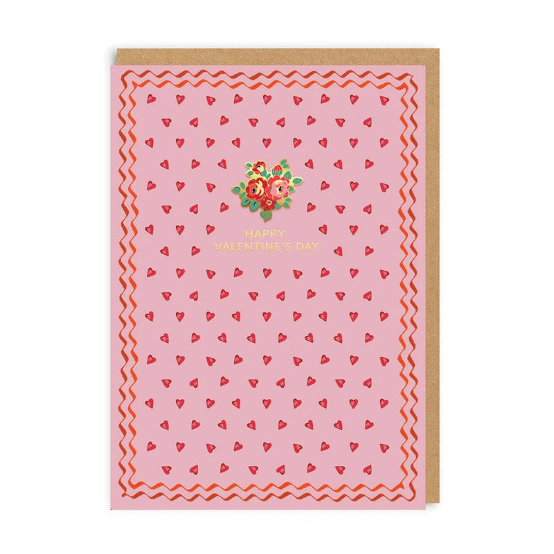 "Happy Valentine's Day " Flower Pin Card | Putti Celebrations 