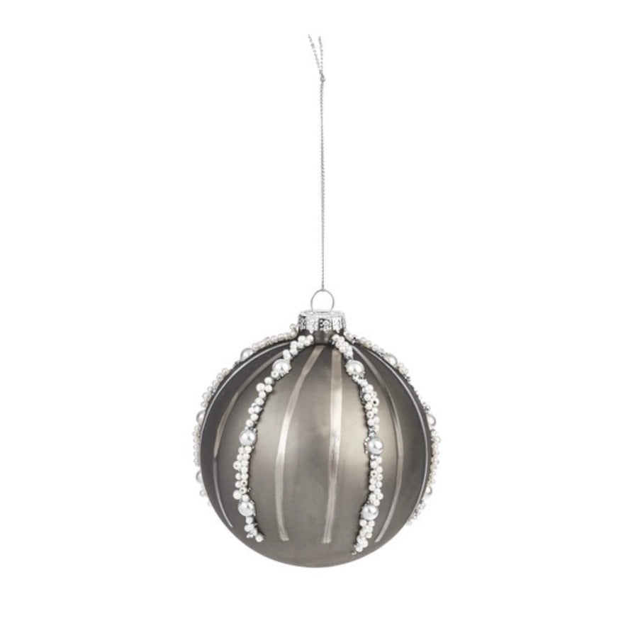 Coastal Glass Ball ornament - Taupe  | Putti Christmas Decorations 