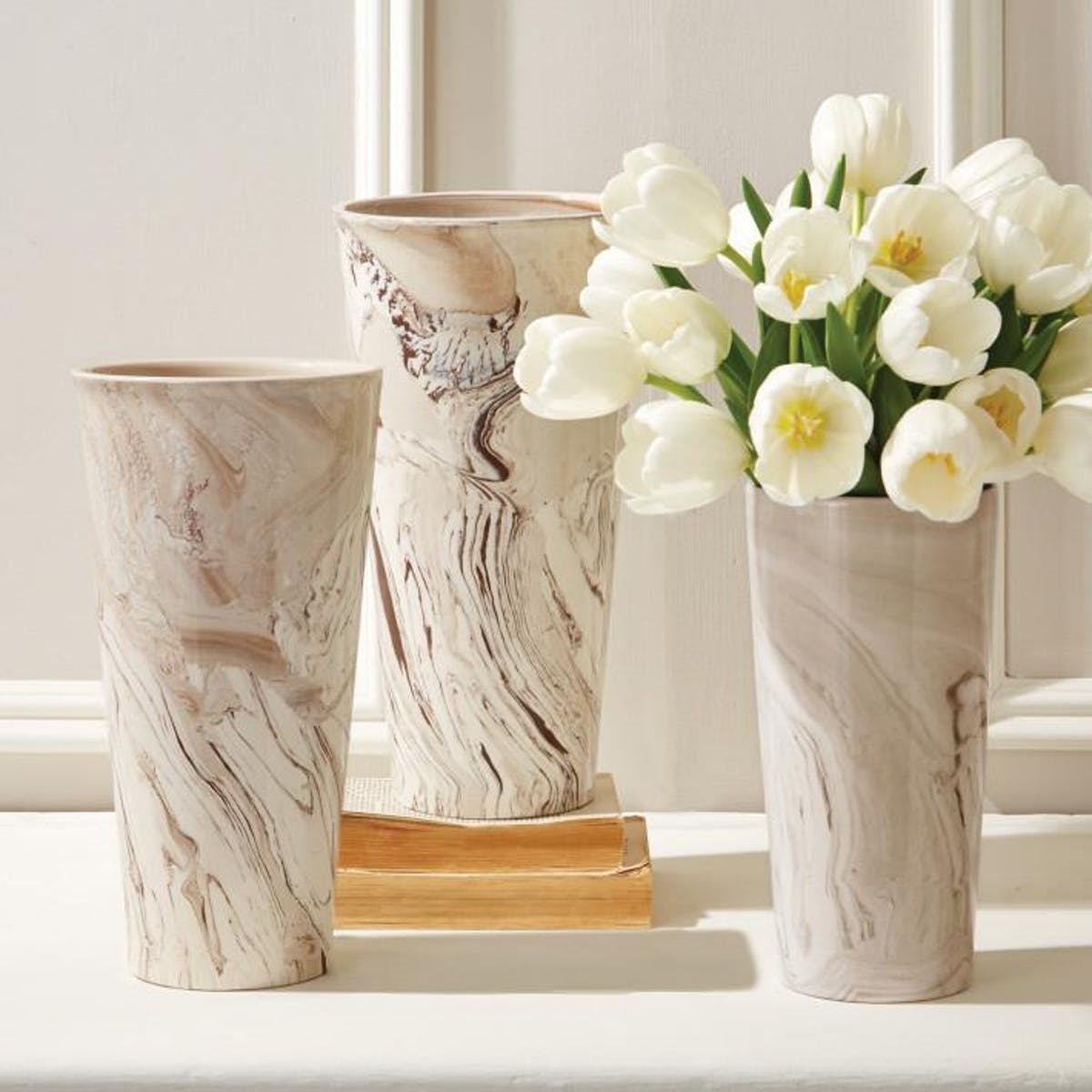 Tozai Tapered Marbleized Vases, TH-Tozai Home, Putti Fine Furnishings