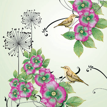 Birds and Flowers Greeting Card